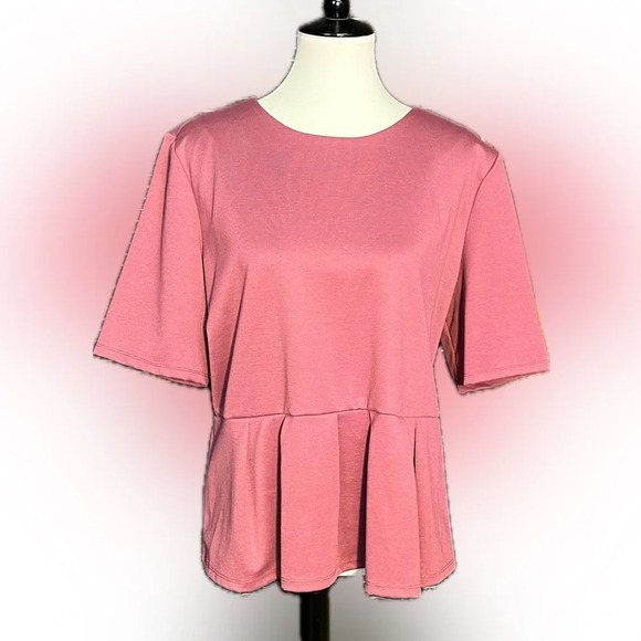 NWOT Vera Wang Peplum Top, zip back, elbow length sleeves, XXL - Picture 2 of 6